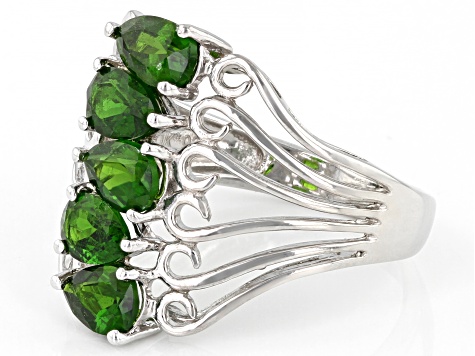 Green Chrome Diopside Rhodium Over Sterling Silver Ring 1.91ctw