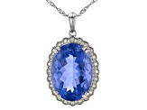 Blue Color Change Fluorite Rhodium Over Sterling Silver Pendant With Chain 22.74ctw