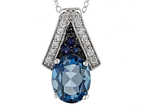 London Blue Topaz Sterling Silver Pendant With Chain 2.96ctw
