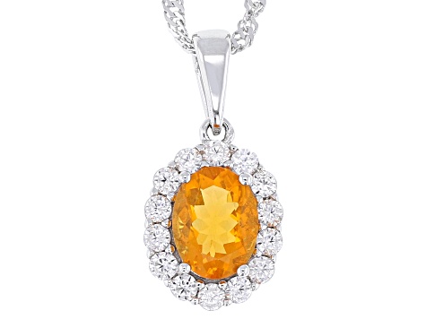Orange Fire Opal Rhodium Over Sterling Silver Ring 0.95ctw