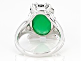 Green Onyx Rhodium Over Sterling Silver Frog Ring .42ctw