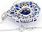 Blue lab spinel rhodium over sterling silver pendant with chain 7.55ctw