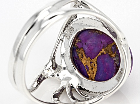 Purple Copper Turquoise Heart Shape Ring 925 Sterling Silver Size 6.25#KD-492 