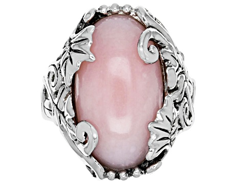 Pink Peruvian opal rhodium over sterling silver ring - ROH155 | JTV.com