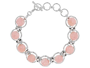 Pink Peruvian opal rhodium over sterling silver bracelet