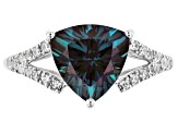 Color Change Lab Created Alexandrite Rhodium Over Sterling Silver Ring 2.99ctw