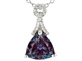 Color Change Lab Created Alexandrite Rhodium Over Sterling Silver Pendant With Chain 2.91ctw