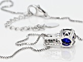 Blue lab created sapphire sterling silver pendant with chain 2.32ctw