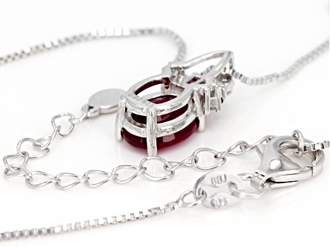 Red ruby sterling silver pendant with chain 2.83ctw