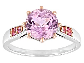 Pink kunzite rhodium over sterling silver ring 2.43ctw