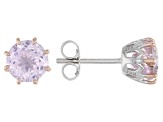 Pink Kunzite Rhodium Over Sterling Silver Earrings 3.12ctw