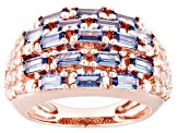 Blue And White Cubic Zirconia 18k Rose Gold Over Sterling Silver Ring 4.32ctw