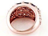 Blue And White Cubic Zirconia 18k Rose Gold Over Sterling Silver Ring 4.32ctw