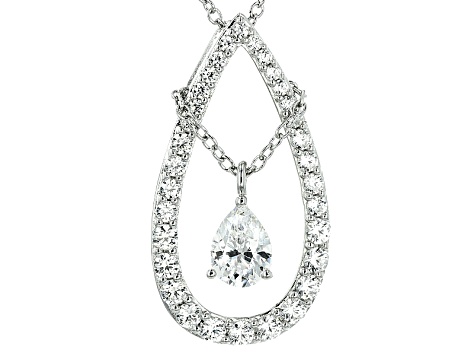 Cubic Zirconia Silver Pendant With Chain 3.70ctw (1.99ctw DEW)