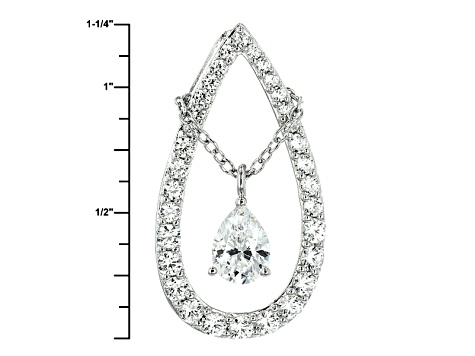 Cubic Zirconia Silver Pendant With Chain 3.70ctw (1.99ctw DEW)