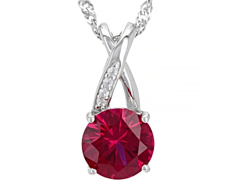 Red Lab Created Ruby Rhodium Over Sterling Silver Jewelry Set 9.67 
