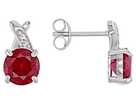 Red Lab Created Ruby Rhodium Over Sterling Silver Jewelry Set 9.67ctw