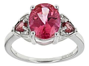 Picture of Pink Mexican Danburite Rhodium Over Sterling Silver Ring 2.37ctw