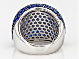 Blue Lab Created Spinel Sterling Silver Ring 7.67ctw