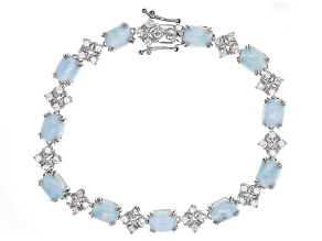 Blue Larimar Rhodium Over Sterling Silver Bracelet 2.47ctw
