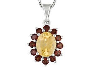 Golden Hessonite Garnet Sterling Silver Pendant With Chain 3.05ctw