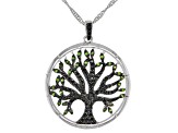 Black Spinel Rhodium Over Sterling Silver Tree Of Life Pendant With Chain .64ctw