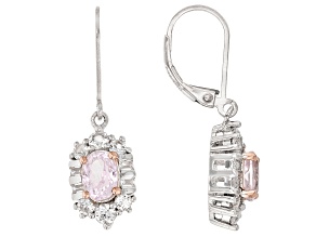 Pink Kunzite Rhodium Over Sterling Silver Earrings 2.75ctw