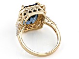 London Blue Topaz 18k Yellow Gold Over Silver Ring 8.85ctw