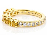 Citrine and White Zircon 18k Yellow Gold Over Silver Band Ring 1.79ctw