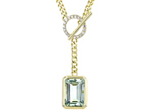 Green Prasiolite 18k Yellow Gold Over Brass Toggle Necklace 6.28ctw