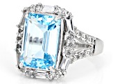 Sky Blue Topaz Rhodium Over Sterling Silver Statement Ring 9.80ctw