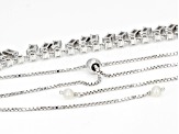 White Zircon and Cultured Freshwater Pearl Rhodium Over Silver Bolo Necklace 22.12ctw
