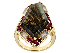 Labradorite 18k Yellow Gold Over Silver Statement Ring 0.81ctw