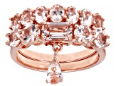 Pink Morganite 18k Rose Gold Over Silver Stackable Charm Set of 2 Rings 2.40ctw