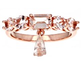 Pink Morganite 18k Rose Gold Over Silver Stackable Charm Set of 2 Rings 2.40ctw