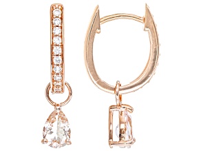 Pink Morganite 18k Rose Gold Over Silver Huggie Charm Earrings 1.16ctw