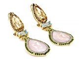 Pink Mother-of-Pearl 18k Yellow Gold Over Silver Seahorse Earrings 13.12ctw