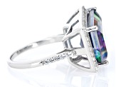 Multi-Color Peacock Quartz & White Zircon Rhodium Over Silver Ring 10.49ctw