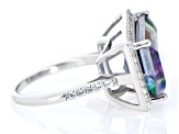 Multi-Color Peacock Quartz & White Zircon Rhodium Over Silver Ring 10.49ctw