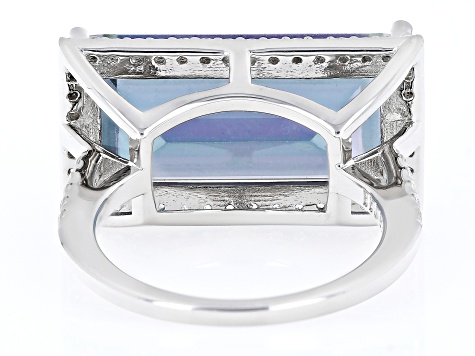 Multi-Color Peacock Quartz & White Zircon Rhodium Over Silver Ring 10.49ctw