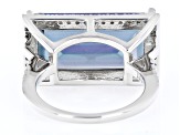 Multi-Color Peacock Quartz & White Zircon Rhodium Over Silver Ring 10.49ctw