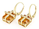 Golden Citrine & Zircon 18k Gold Over Silver Cross Earrings 10.05ctw