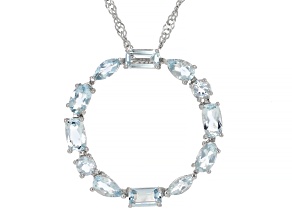 Blue Aquamarine Rhodium Over Sterling Silver Necklace 1.83ctw