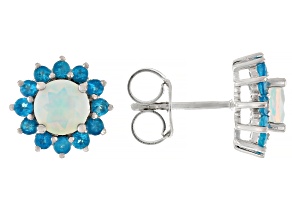 White Ethiopian Opal Rhodium Over Sterling Silver Earrings 1.76ctw