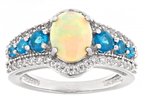 White Ethiopian Opal Rhodium Over Sterling Silver Ring 2.01ctw