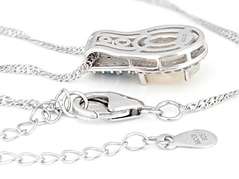 White Ethiopian Opal Rhodium Over Sterling Silver Pendant with Chain 1.33ctw