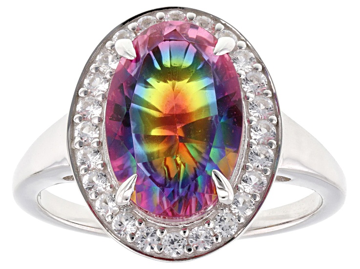 Rainbow Quartz Doublet Rhodium Over Sterling Silver Ring