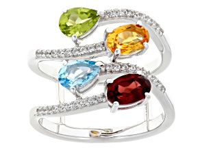 Multi-Stone Rhodium Over Sterling Silver Ring 1.80ctw