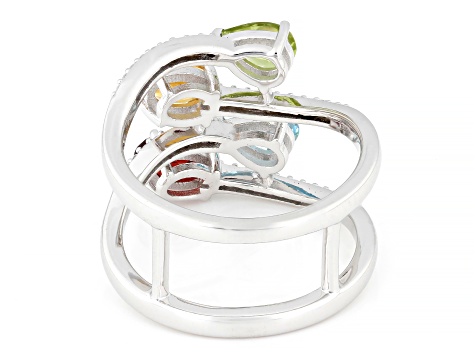 Multi-Stone Rhodium Over Sterling Silver Ring 1.80ctw