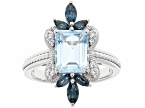 Sky Blue Topaz Rhodium Over Sterling Silver Ring 3.21ctw
